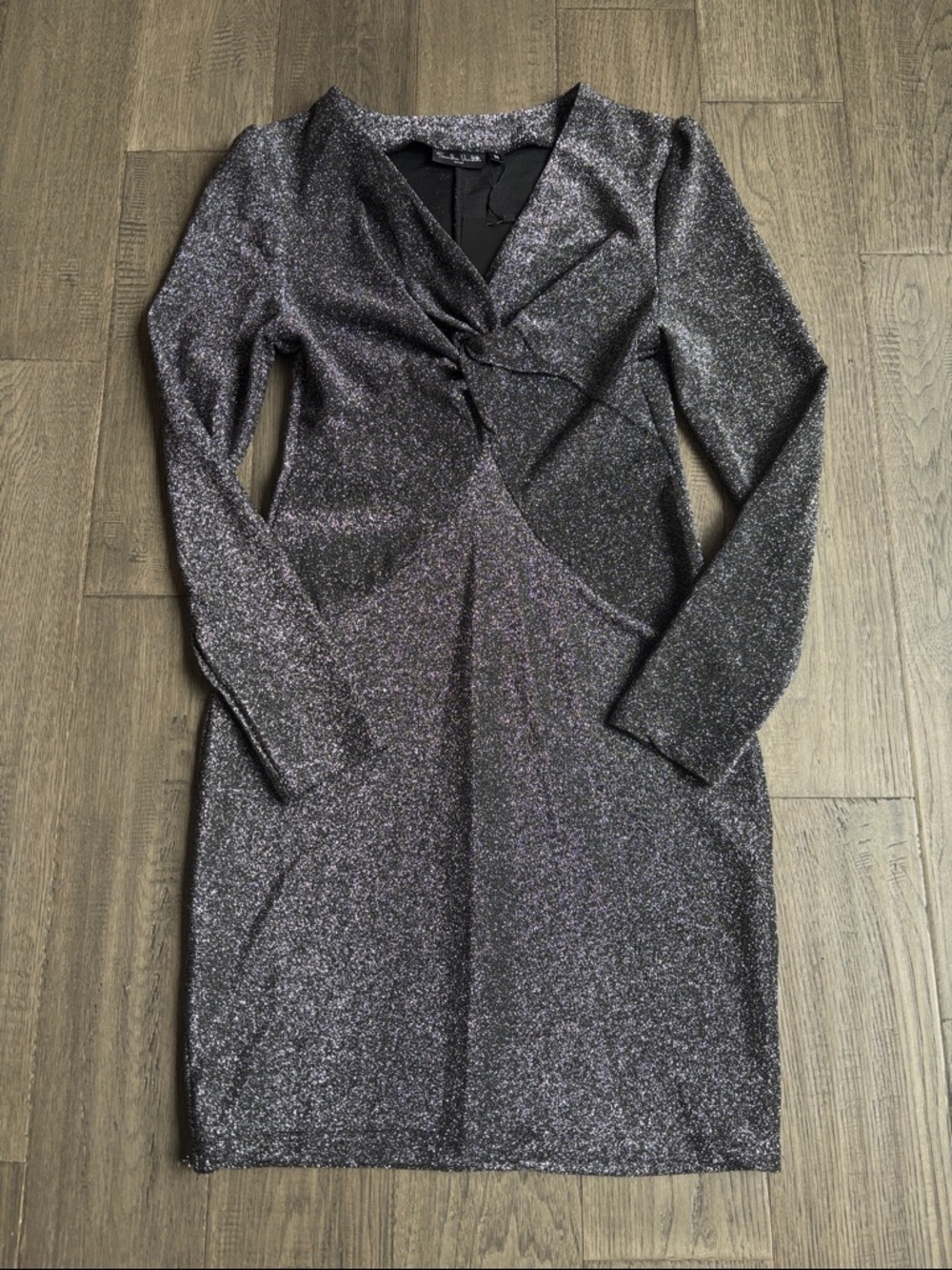 Sandra Venditti | NWT Sparkle Metallic Long-Sleeve Sheath Dress Black Silver Med - Picture 1 of 13